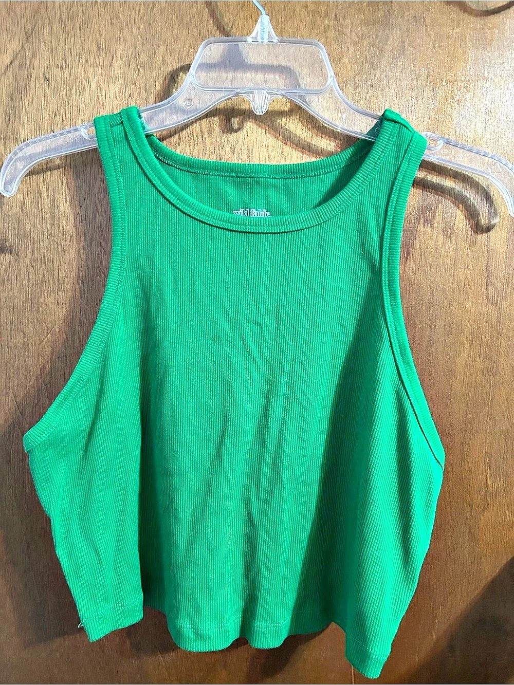 Wild Fable Ribbed High Neck Crop Tank Top Green XL